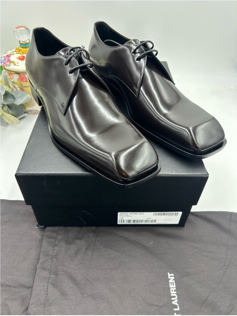 Men’s Saint Laurent JEAN leather derby shoes size 43.5/10.5 US made in Italy